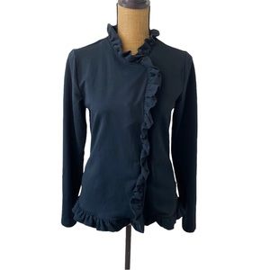 MATILDA JANE Women’s Black Ruffle Cardigan Sweater Size XS Snap Closure.